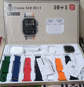 Crown S10 Smart Watch 10 in 1 With AirPods